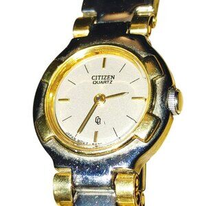 Citizen Quartz Watch Vintage Two Tone Stainless Steel Gold Link Band